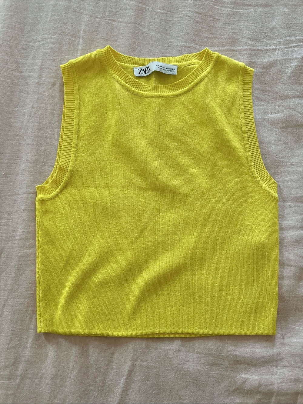 ZARA Yellow Knit Tank Crop Top
